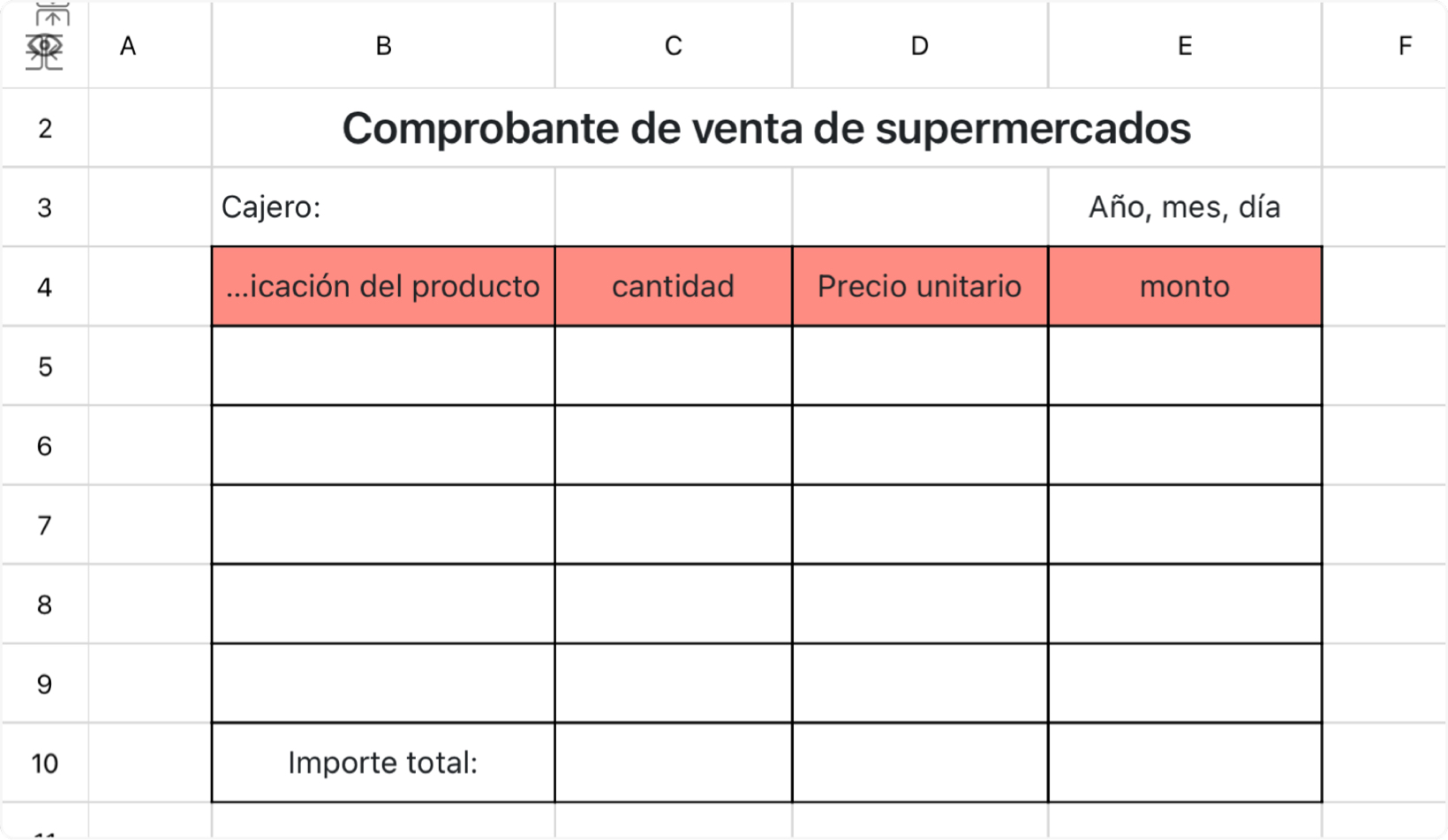 Comprobante de venta de supermercados